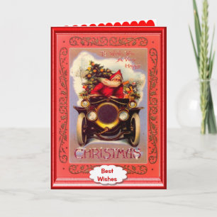 Santa's veteran car holiday card
