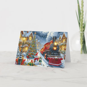 Santa's Village Christmas Train Holiday Card