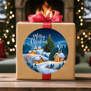 Santa's Village Christmas Tree Custom Gift Classic Round Sticker