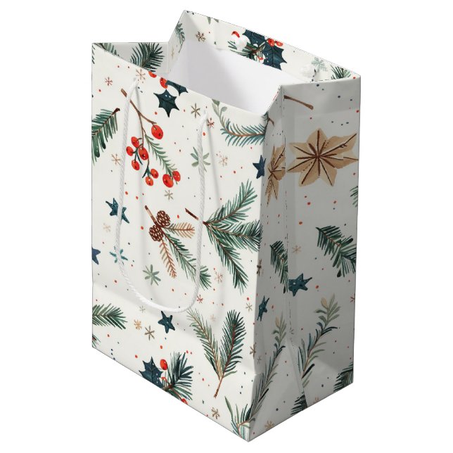 Santa's Vintage Surprise Christmas Medium Gift Bag (Front Angled)