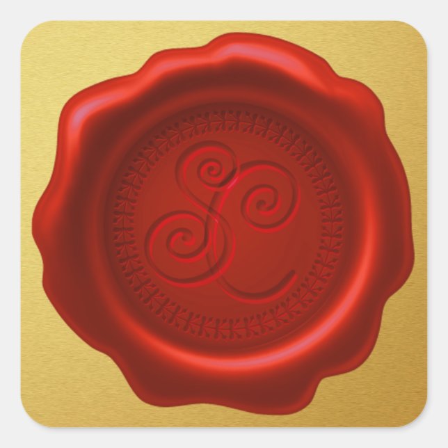 Santa's Wax Seal with Initials Golden Sticker (Front)