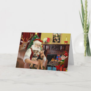 Santa's Welsh Terriers (TWO) Holiday Card