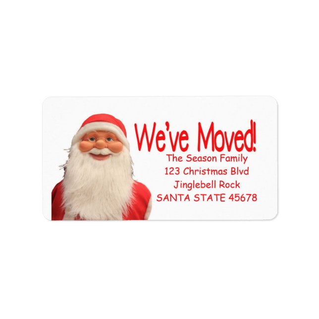 Santa's We've Moved Christmas label (Front)