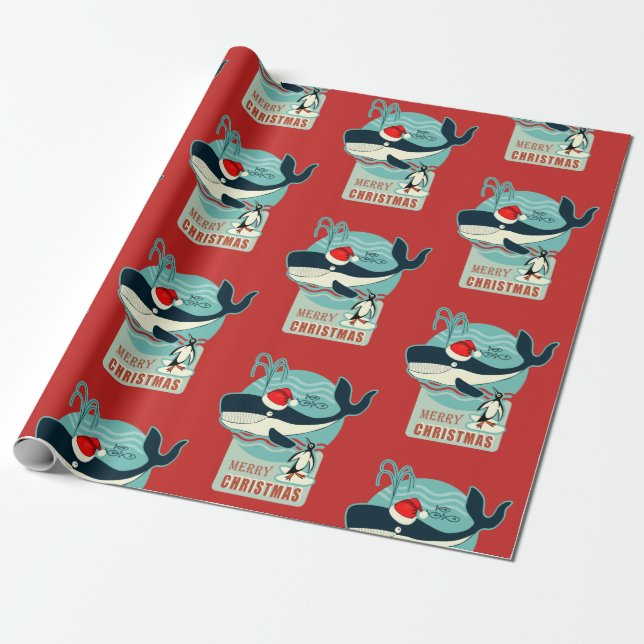 Santa's Whale Wrapping Paper (Unrolled)