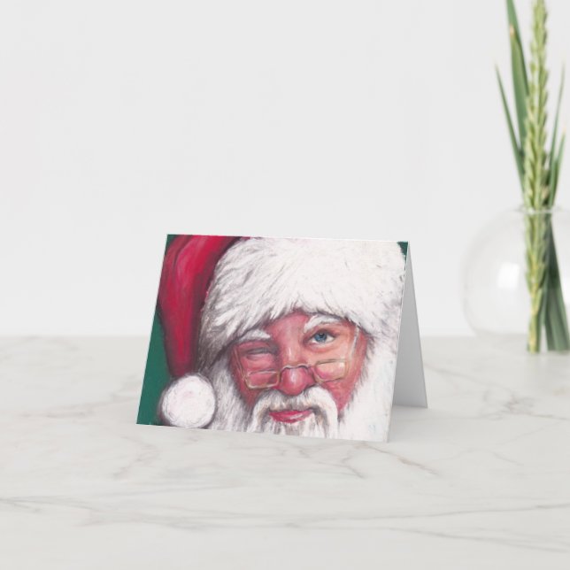 Santa's Wink Art Note Card (Front)