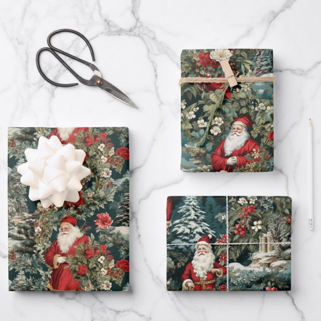 Santa's Winter Garden Wrapping Paper Sheet (Front)