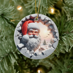 Santa's Winter Wonderland Peek-Through Ceramic Ornament