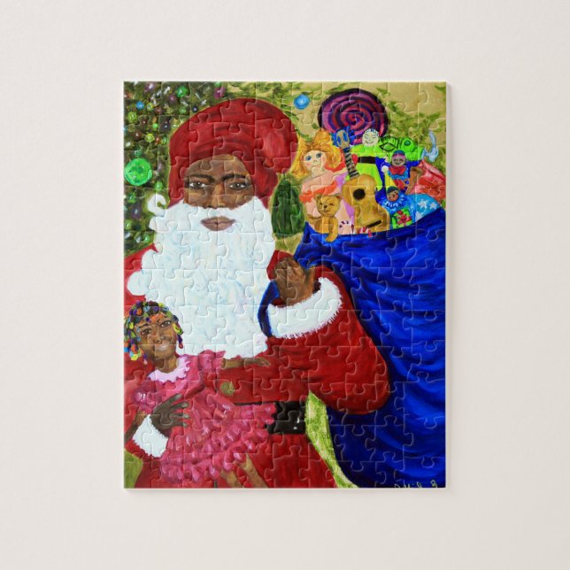 Santa's Wish Puzzle w Collectable Box -Black Santa (Vertical)