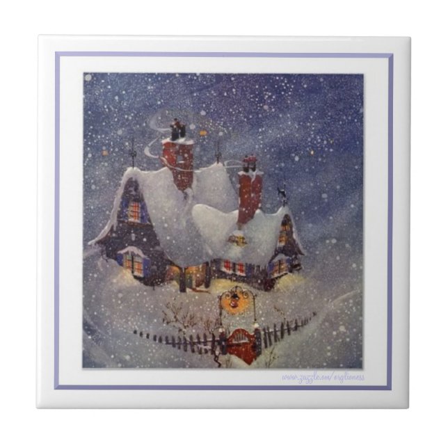 Santa's Workshop Ceramic Tile (Front)