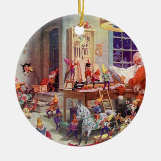 Santas Workshop Ceramic Tree Decoration (Front)