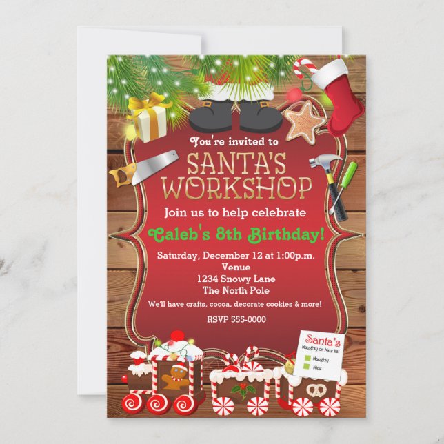 Santa's Workshop Christmas Party Invitation (Front)
