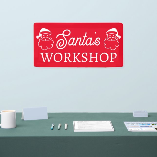 Santa's Workshop custom red banner (Tradeshow)