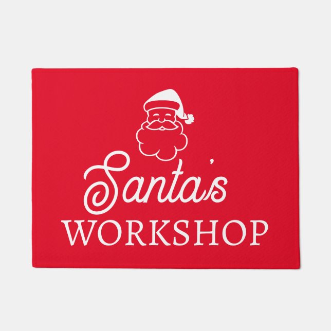 Santa's Workshop custom red door mat (Front)