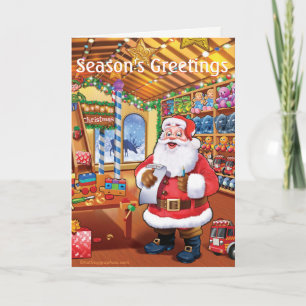 santa's workshop cute fun christmas card