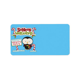 Santa's Workshop Penguin Label