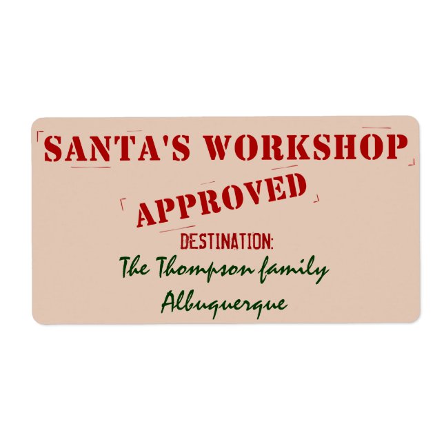 Santa's Workshop Personalised Labels (Front)