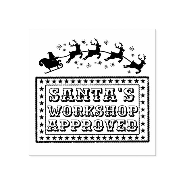 Santa's workshop toy approval stamp with reindeer (Imprint)