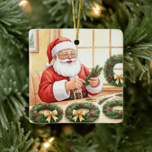 Santa's Workshop Wreath Maker Personalized Ceramic Ornament