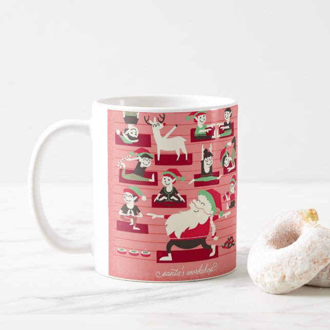 Santa's Workshop Yoga Christmas Mug (With Donut)