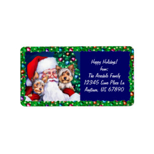 Santa's Yorkies at Christmas Labels