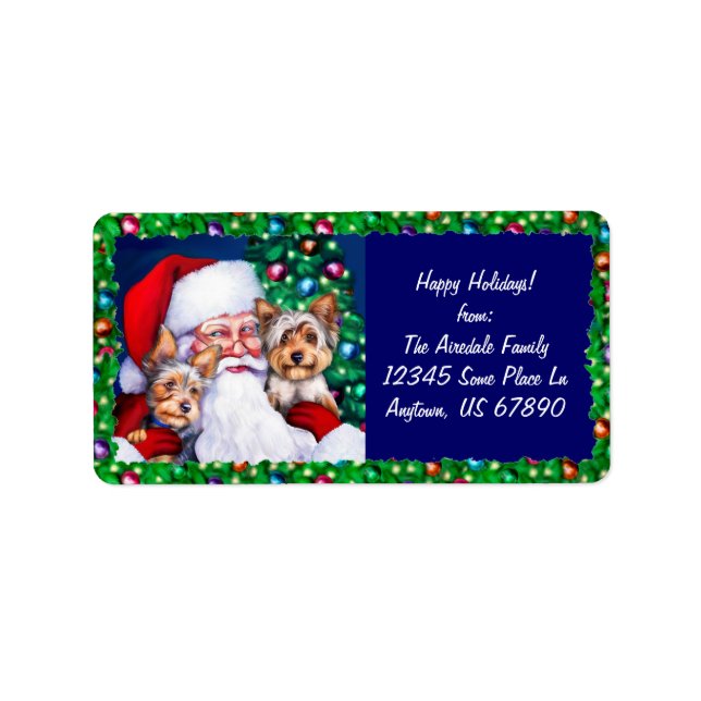 Santa's Yorkies at Christmas Labels (Front)