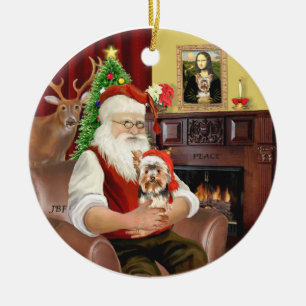 Santa's Yorkshire Terrier #17 Ceramic Ornament