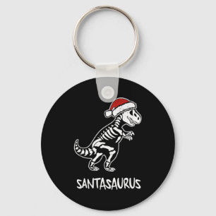 Santasaurus Dinosaur Skeleton Christmas T Rex Key Ring