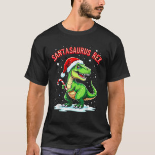 Santasaurus Rex Funny Dinosaur xmas Santa Hat Cand T-Shirt
