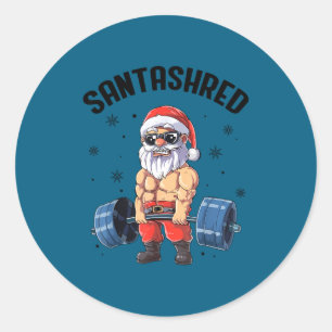 Santashred Funny Santa Meme Xmas Gym Bodybuilding Classic Round Sticker