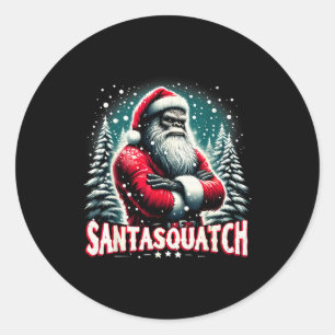 Santasquatch Funny Bigfoot Santa Christmas Art Classic Round Sticker