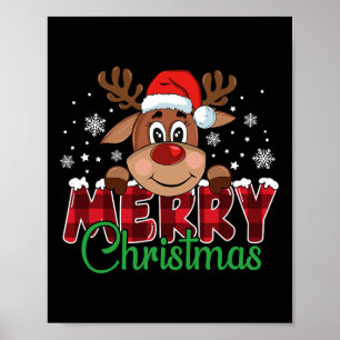 Santastyle Holiday Co. Merry Christmas Cute Reinde Poster