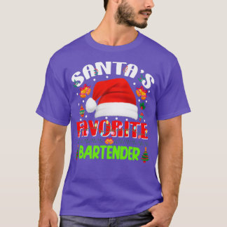 Santax27s Favourite Bartender Funny Christmas Xmas T-Shirt