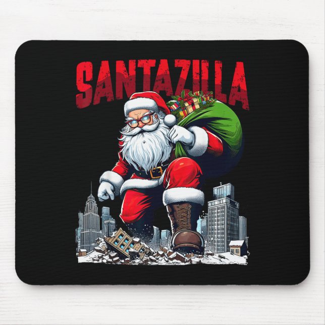 Santazilla Funny Santa Claus Christmas Xmas Holida Mouse Pad (Front)