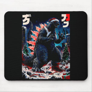 Santazilla Japanese Monster Kaiju Dinosaur Christm Mouse Pad