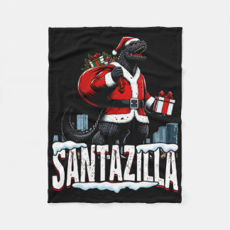 Santazilla Kaiju Santa Christmas Japanese Monster Fleece Blanket