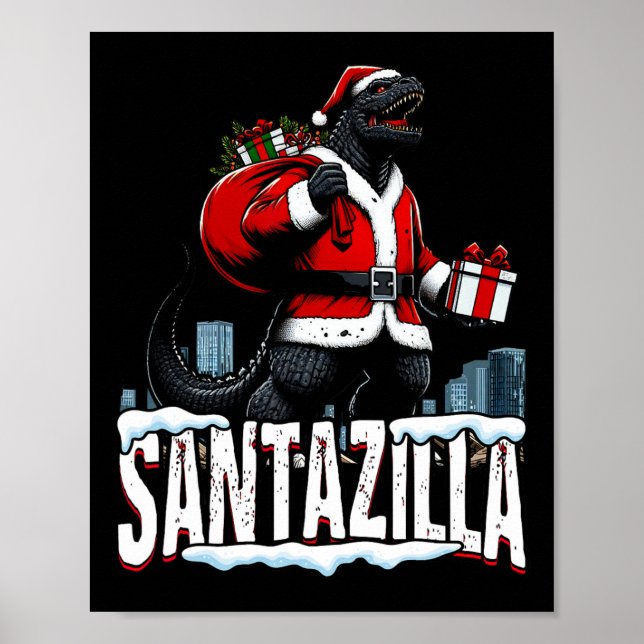 Santazilla Kaiju Santa Christmas Japanese Monster  Poster (Front)