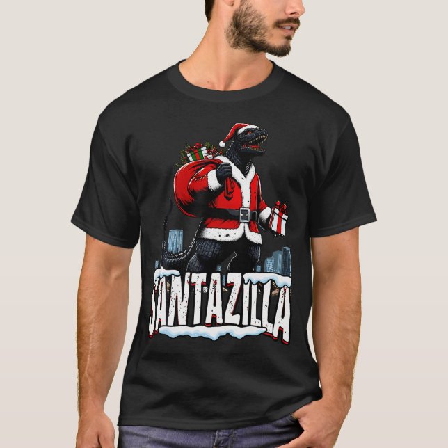 Santazilla Kaiju Santa Christmas Japanese Monster  T-Shirt (Front)