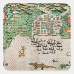 Santiago, Cape Verde, 1589 2 Square Sticker