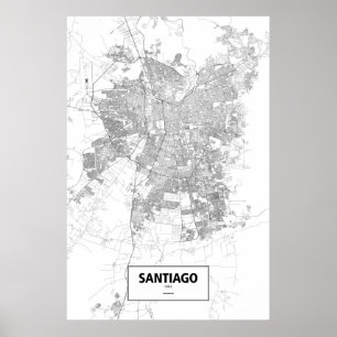 Santiago, Chile (black on white) Poster