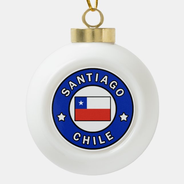 Santiago Chile Ceramic Ball Christmas Ornament (Front)