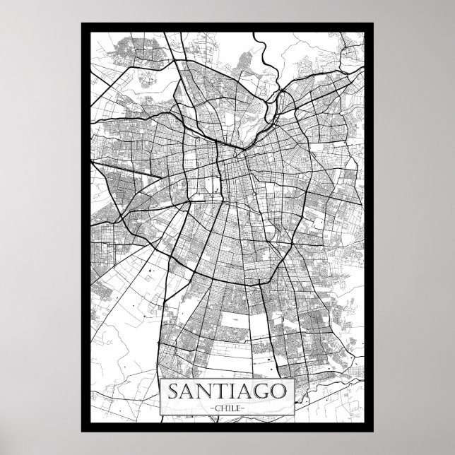 Santiago Chile Map Poster (Front)
