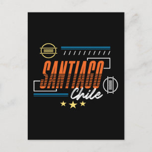 Santiago Chile Modern Retro Typography Design Postcard