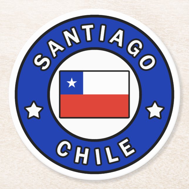 Santiago Chile Round Paper Coaster (Front)