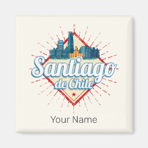 Santiago de Chile City Holiday Retro Skyline Magnet