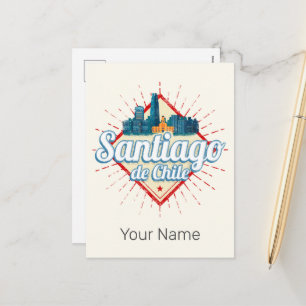 Santiago de Chile City Holiday Retro Skyline Postcard