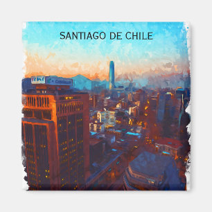 Santiago de Chile Skyline View Magnet