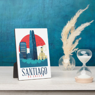 Santiago de Chile Vintage Skyline Art Plaque