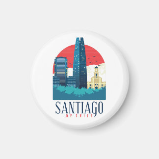 Santiago de Chile Vintage Skyline Magnet