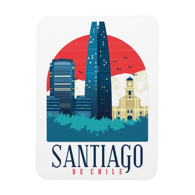 Santiago de Chile Vintage Skyline Photo  Magnet (Vertical)
