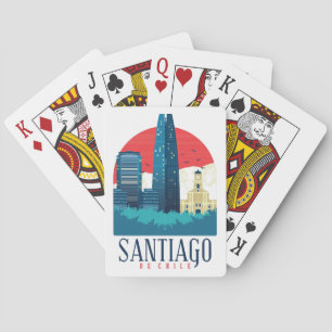 Santiago de Chile Vintage Skyline Photo Playing Cards